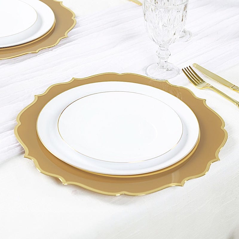 10 Round 13" Plastic Charger Plates with Scalloped Rim