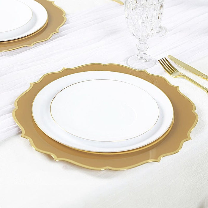 10 Round 13" Plastic Charger Plates with Scalloped Rim