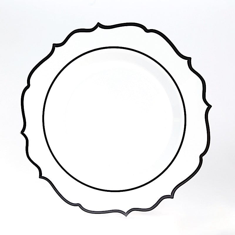 10 Round 13" Plastic Charger Plates with Scalloped Rim CHRG_PLSTLW0011_CLBK