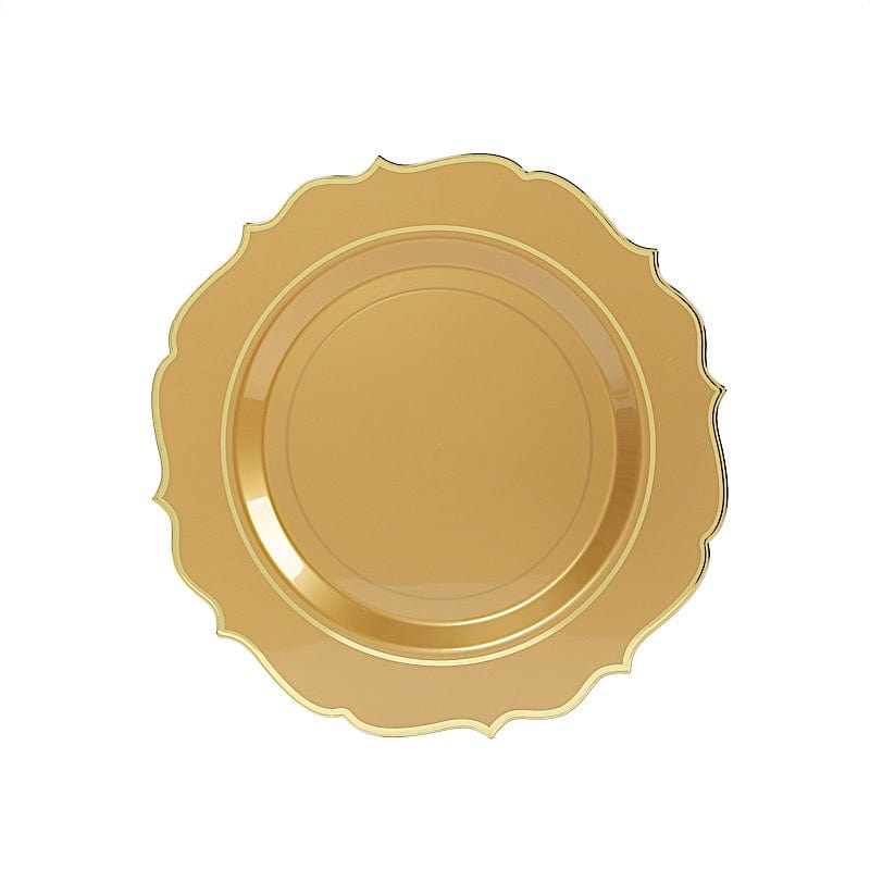 10 Round 13" Plastic Charger Plates with Scalloped Rim CHRG_PLSTLW0011_GDGD