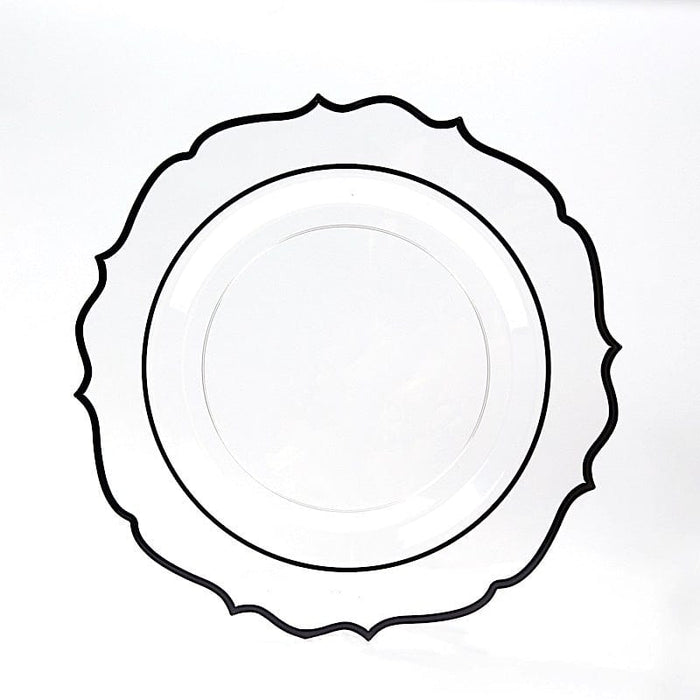 10 Round 13" Plastic Charger Plates with Scalloped Rim CHRG_PLSTLW0011_WHBK