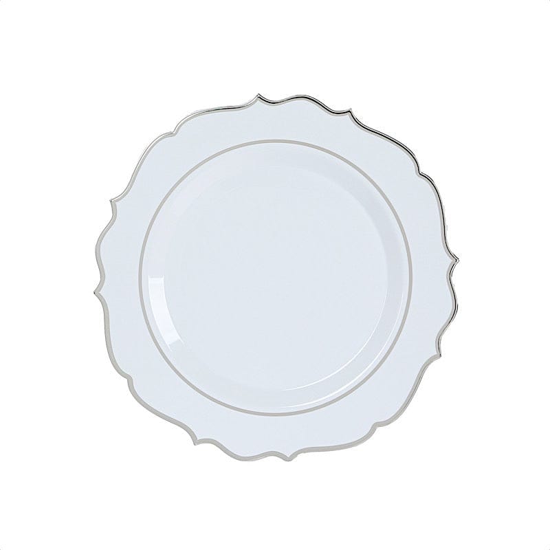 10 Round 13" Plastic Charger Plates with Scalloped Rim CHRG_PLSTLW0011_WHSV