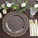 10 Round 13" Plastic Charger Plates with Scalloped Rim - Clear and Gold CHRG_PLSTLW0011_CLGD