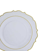 10 Round 13" Plastic Charger Plates with Scalloped Rim - Clear and Gold CHRG_PLSTLW0011_CLGD
