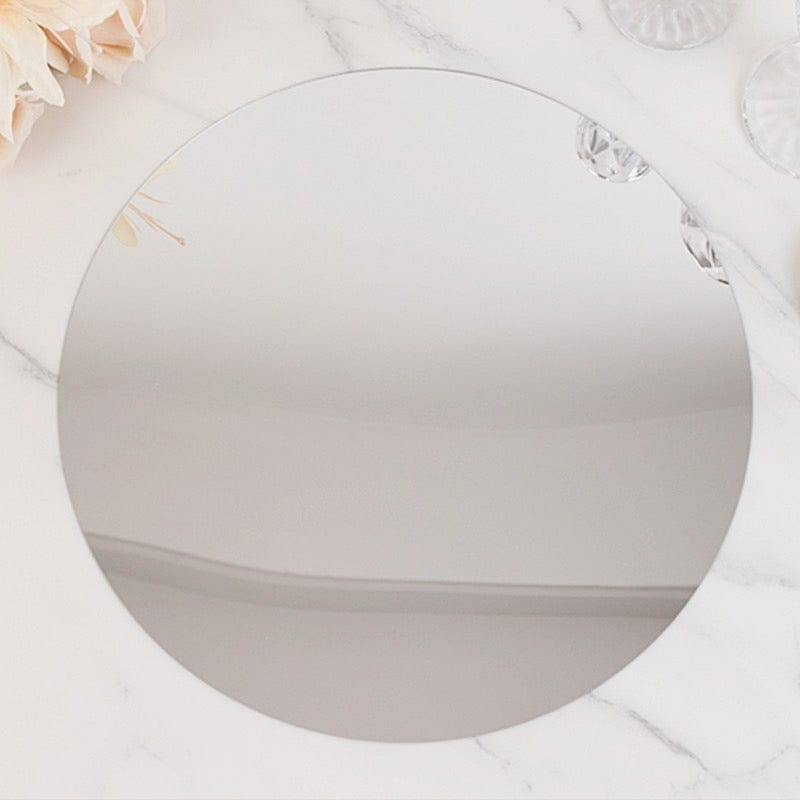 10 Round 14" Decorative Mirror Plastic Charger Plates MIRR_PS_RND_14_SILV