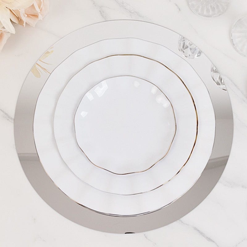 10 Round 14" Decorative Mirror Plastic Charger Plates MIRR_PS_RND_14_SILV