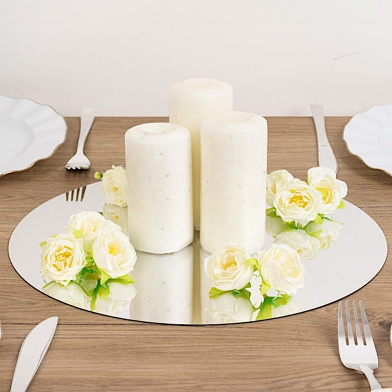 10 Round 14" Decorative Mirror Plastic Charger Plates MIRR_PS_RND_14_SILV