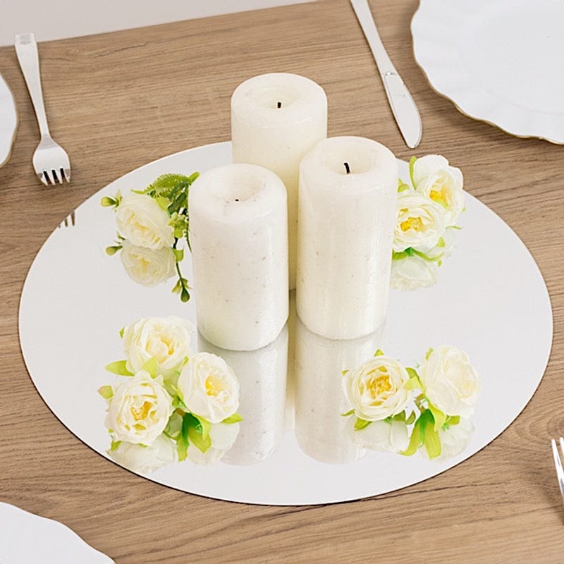 10 Round 14" Decorative Mirror Plastic Charger Plates MIRR_PS_RND_14_SILV