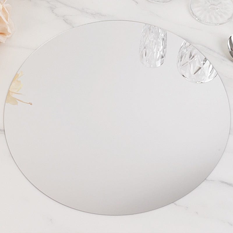 10 Round 14" Decorative Mirror Plastic Charger Plates MIRR_PS_RND_14_SILV