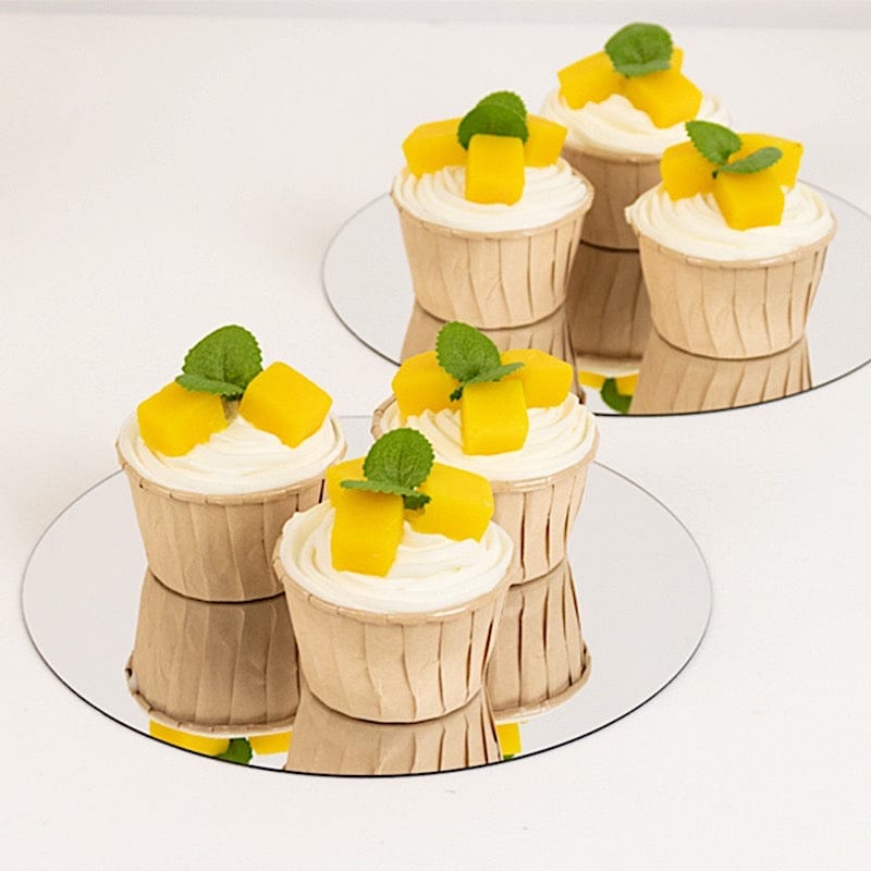 10 Round 8" Decorative Mirror Plastic Charger Plates MIRR_PS_RND_8_SILV