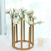 10" Round 8-Tubes Minimalist Base Design Flower Vase Centerpiece - Gold IRON_VASE_013_RND_10_GOLD