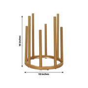 10" Round 8-Tubes Minimalist Base Design Flower Vase Centerpiece - Gold IRON_VASE_013_RND_10_GOLD