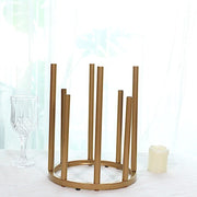10" Round 8-Tubes Minimalist Base Design Flower Vase Centerpiece - Gold IRON_VASE_013_RND_10_GOLD