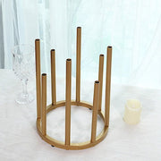 10" Round 8-Tubes Minimalist Base Design Flower Vase Centerpiece - Gold IRON_VASE_013_RND_10_GOLD