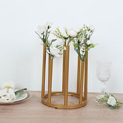 10" Round 8-Tubes Minimalist Base Design Flower Vase Centerpiece - Gold IRON_VASE_013_RND_10_GOLD