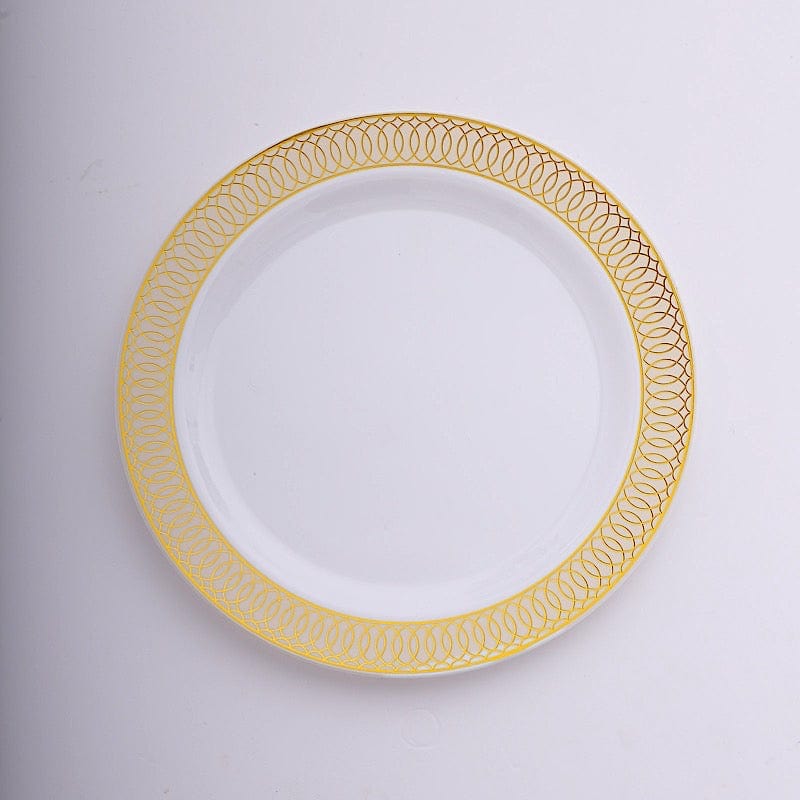 10 Round Plastic Dessert Appetizer Plates Spiral Rim