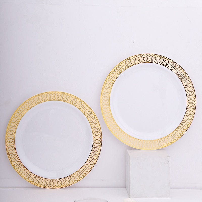 10 Round Plastic Dessert Appetizer Plates Spiral Rim