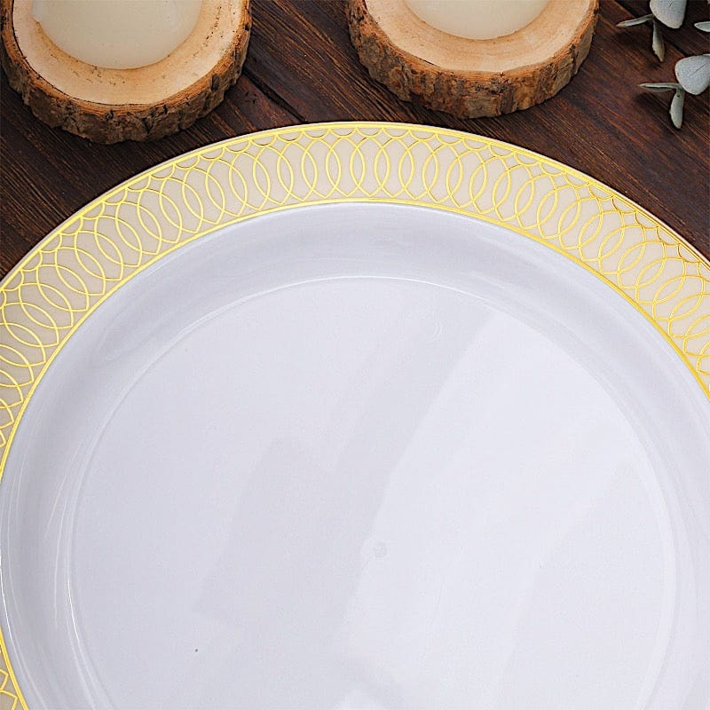 10 Round Plastic Dessert Appetizer Plates Spiral Rim