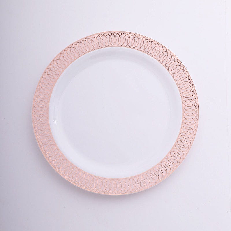 10 Round Plastic Dessert Appetizer Plates Spiral Rim