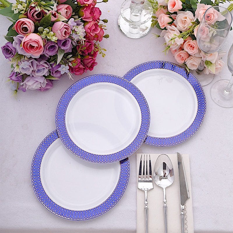 10 Round Plastic Dessert Appetizer Plates Spiral Rim