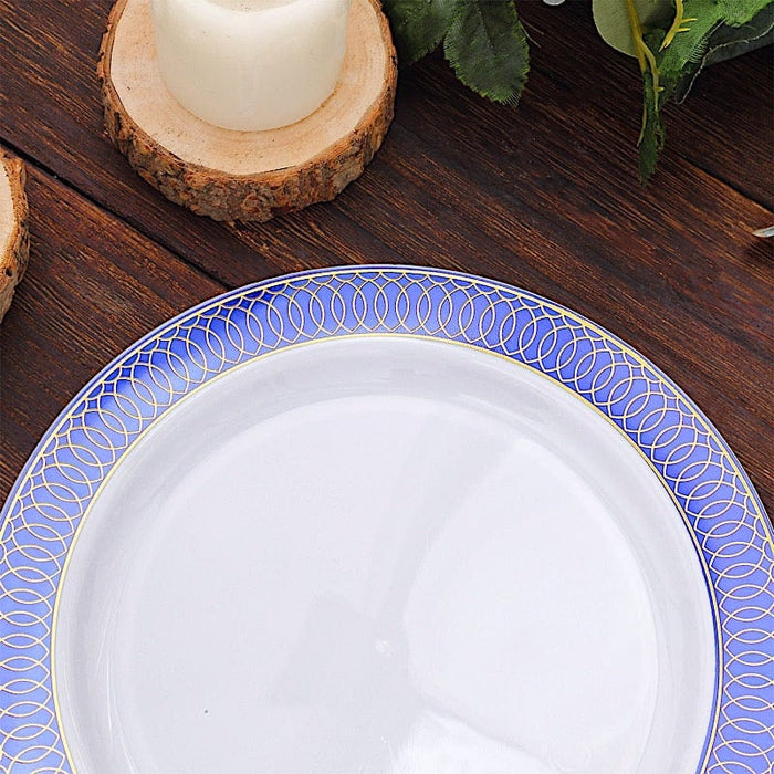 10 Round Plastic Dessert Appetizer Plates Spiral Rim