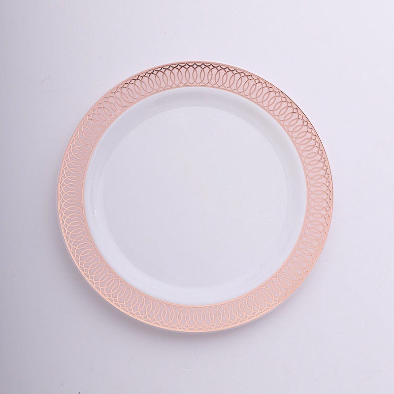 10 Round Plastic Dessert Appetizer Plates Spiral Rim DSP_PLR0031_7_046RG