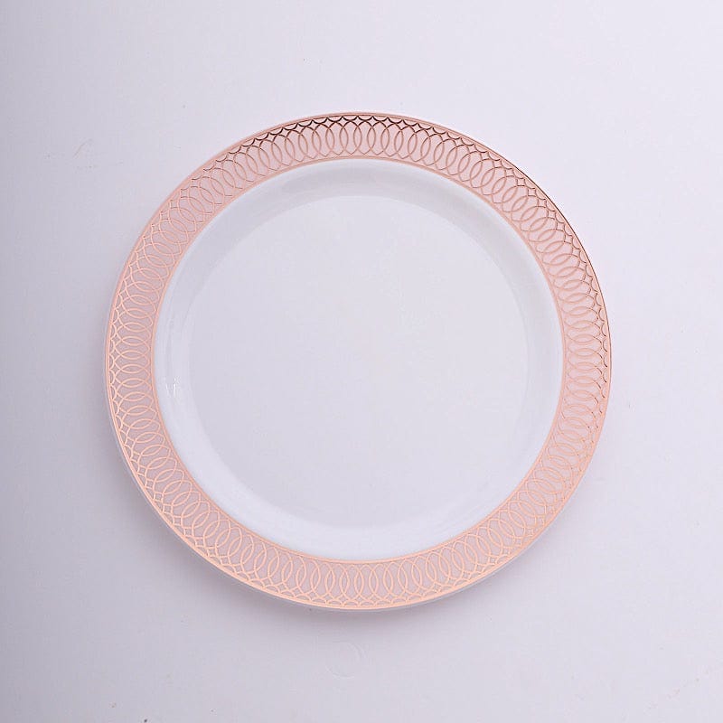 10 Round Plastic Dessert Appetizer Plates Spiral Rim DSP_PLR0031_7_046RG