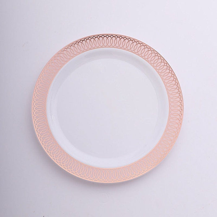 10 Round Plastic Dessert Appetizer Plates Spiral Rim DSP_PLR0031_7_046RG