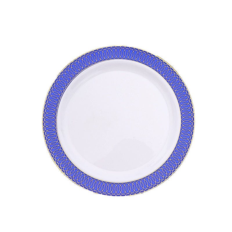 10 Round Plastic Dessert Appetizer Plates Spiral Rim DSP_PLR0031_7_NVGD-1