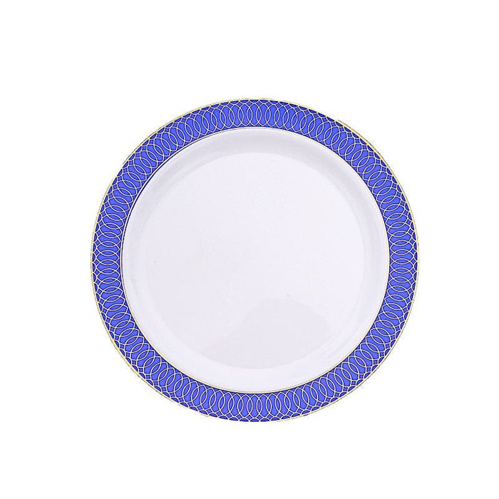 10 Round Plastic Dessert Appetizer Plates Spiral Rim DSP_PLR0031_7_NVGD-1