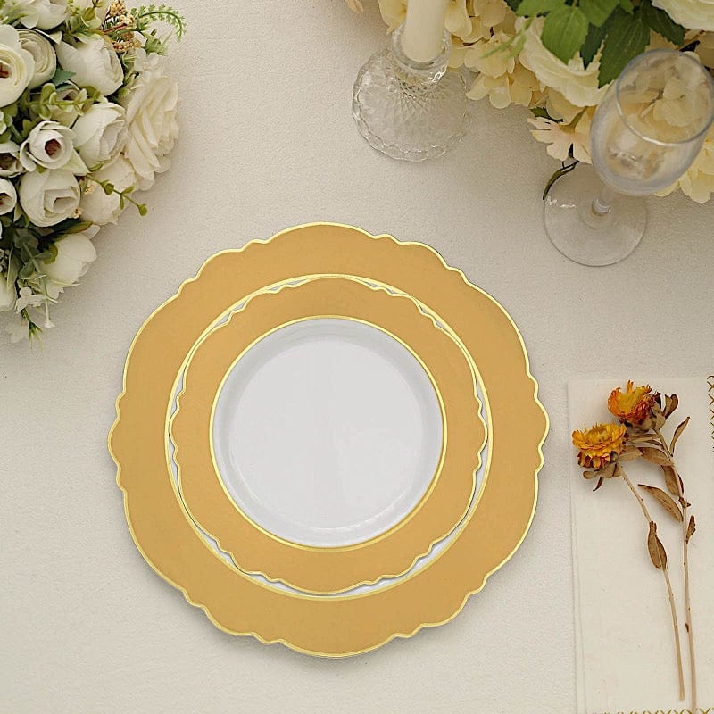 10 Round Plastic Dessert Plates With Blossom Design - Disposable Tableware