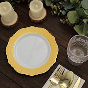 10 Round Plastic Dessert Plates With Blossom Design - Disposable Tableware