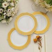 10 Round Plastic Dessert Plates With Blossom Design - Disposable Tableware