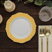 10 Round Plastic Dessert Plates With Blossom Design - Disposable Tableware