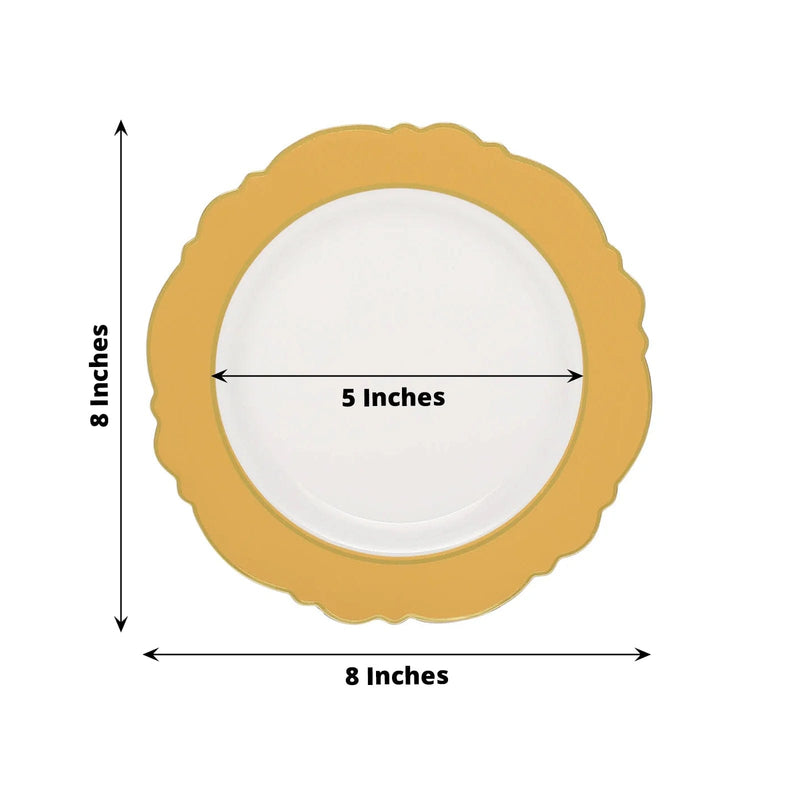 10 Round Plastic Dessert Plates With Blossom Design - Disposable Tableware