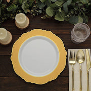 10 Round Plastic Dessert Plates With Blossom Design - Disposable Tableware