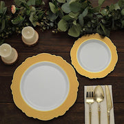 10 Round Plastic Dessert Plates With Blossom Design - Disposable Tableware