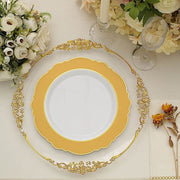 10 Round Plastic Dessert Plates With Blossom Design - Disposable Tableware
