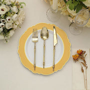 10 Round Plastic Dessert Plates With Blossom Design - Disposable Tableware