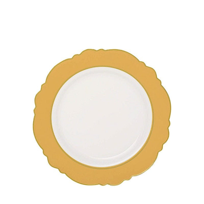 10 Round Plastic Dessert Plates With Blossom Design - Disposable Tableware