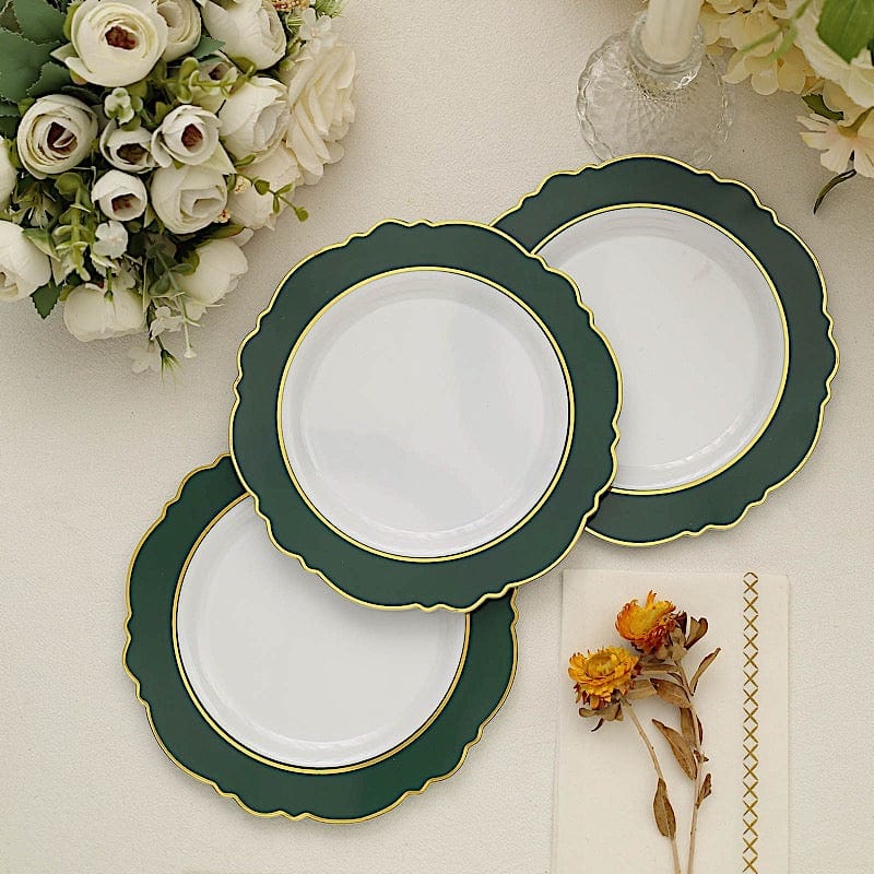 10 Round Plastic Dessert Plates With Blossom Design - Disposable Tableware