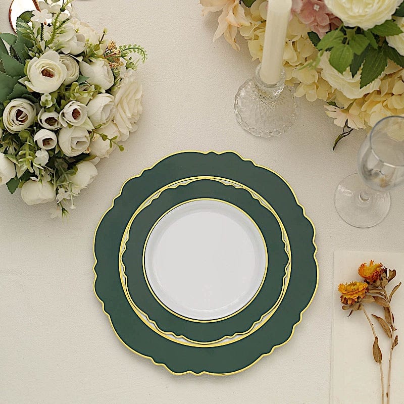 10 Round Plastic Dessert Plates With Blossom Design - Disposable Tableware