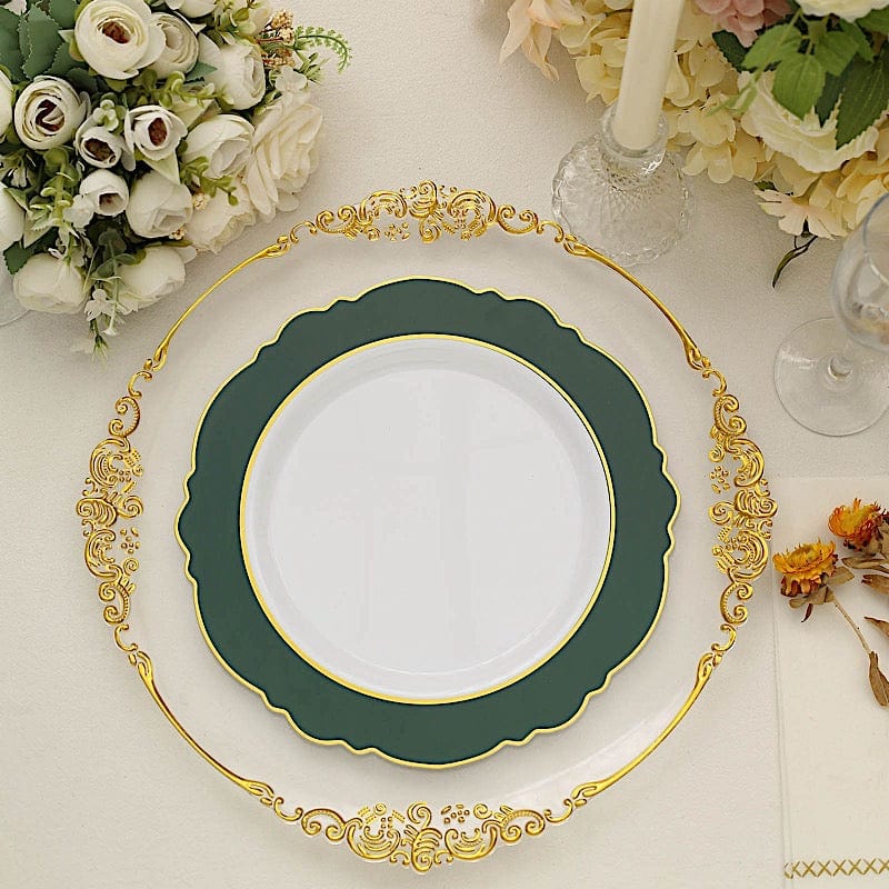 10 Round Plastic Dessert Plates With Blossom Design - Disposable Tableware