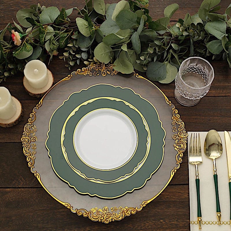 10 Round Plastic Dessert Plates With Blossom Design - Disposable Tableware