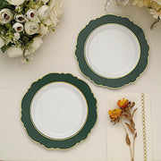 10 Round Plastic Dessert Plates With Blossom Design - Disposable Tableware