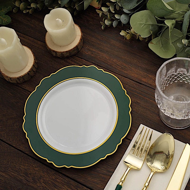 10 Round Plastic Dessert Plates With Blossom Design - Disposable Tableware