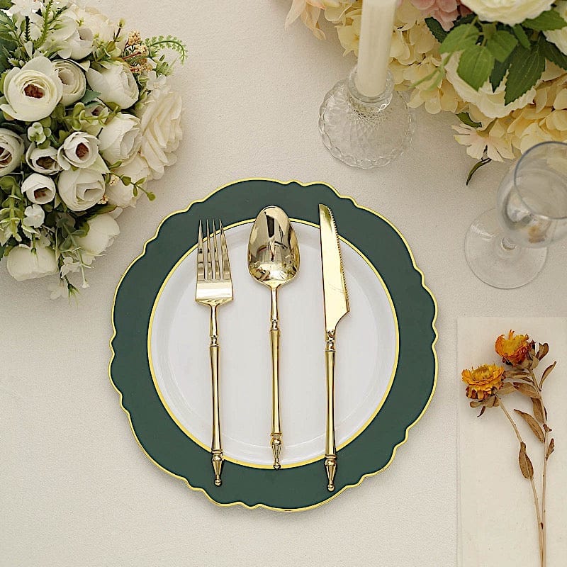 10 Round Plastic Dessert Plates With Blossom Design - Disposable Tableware