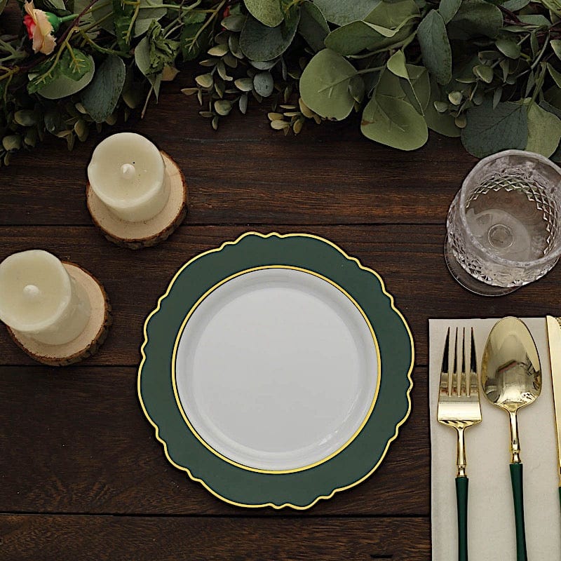 10 Round Plastic Dessert Plates With Blossom Design - Disposable Tableware