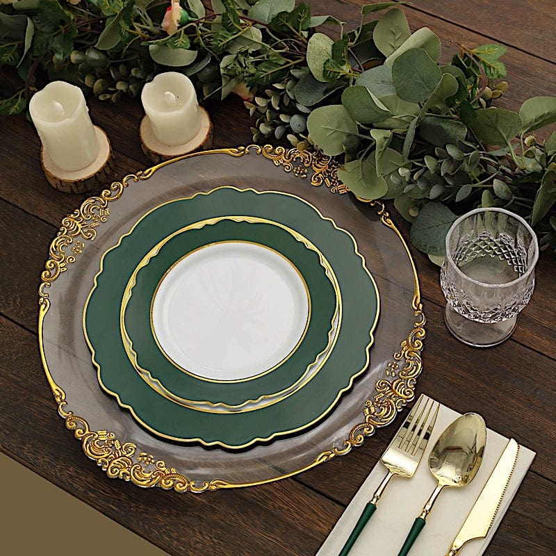 10 Round Plastic Dessert Plates With Blossom Design - Disposable Tableware