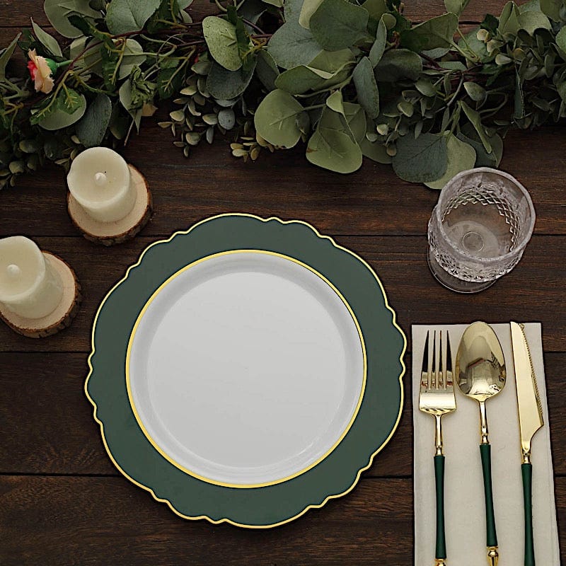 10 Round Plastic Dessert Plates With Blossom Design - Disposable Tableware